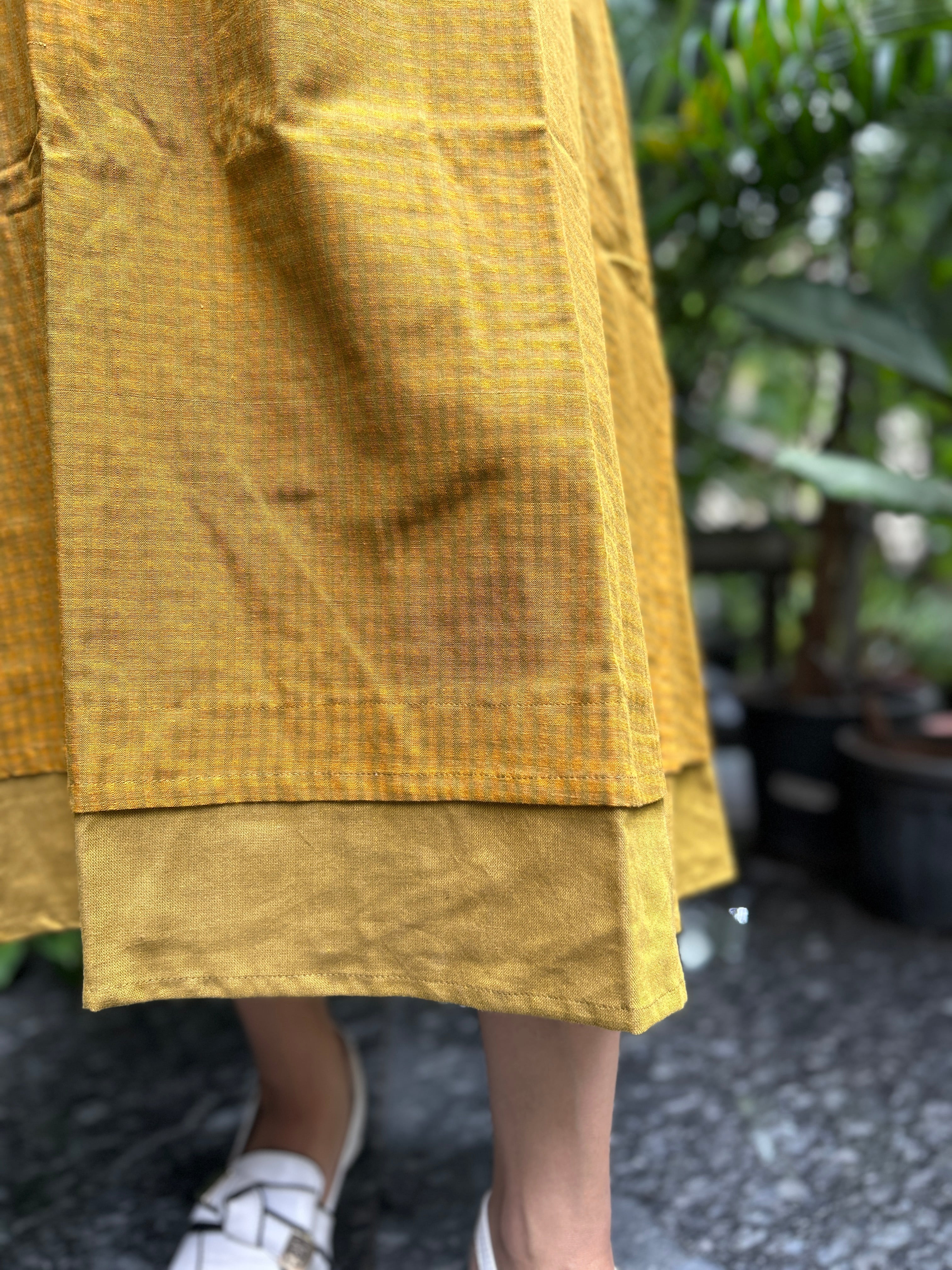 Cotton A-Line Dress - Mustard Yellow
