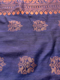 Soft Linen Saree with Jari - Blue