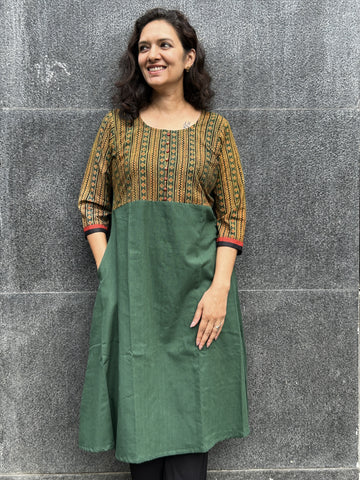 Woman's Semi Festive Cotton Kurti - Blue