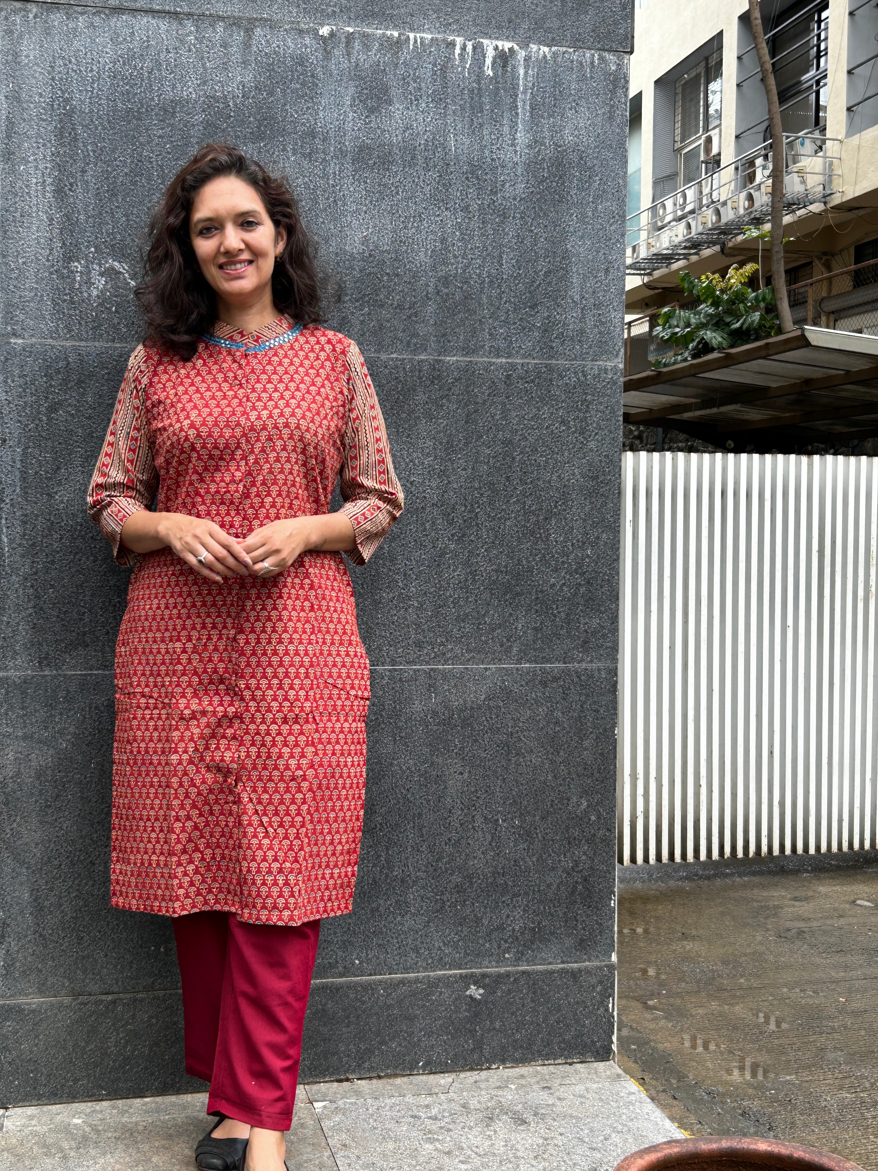 Woman's Co-Ord Set - Maroon Ajrakh