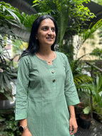 Cotton Striped Kurti - Green