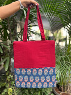 Cotton Tote Bag with Front Pocket