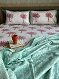 Sanganeri Double Bedsheet - Pink Tree Motif
