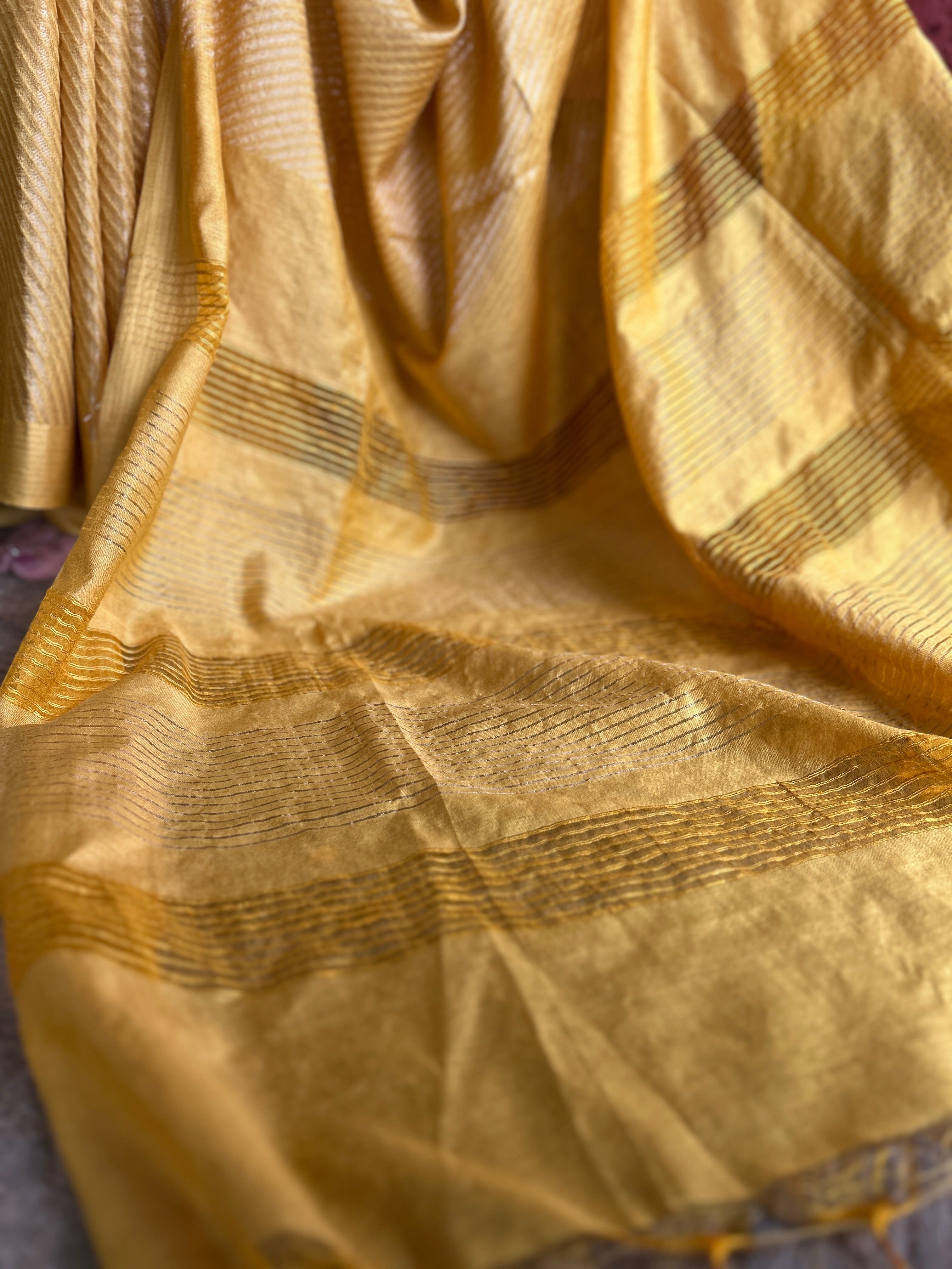 Textured Saree - Mustard Yellow