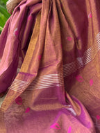 Magenta & Wine Handwoven Saree with Floral Motifs