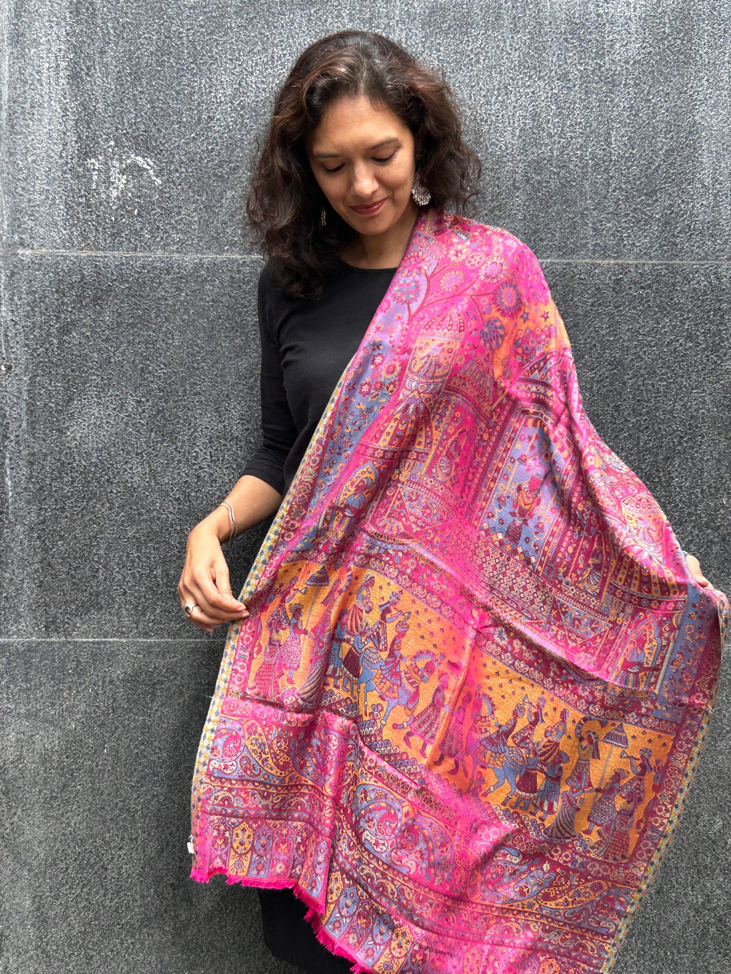 Kashmiri Floral Stole-cum-Shawl