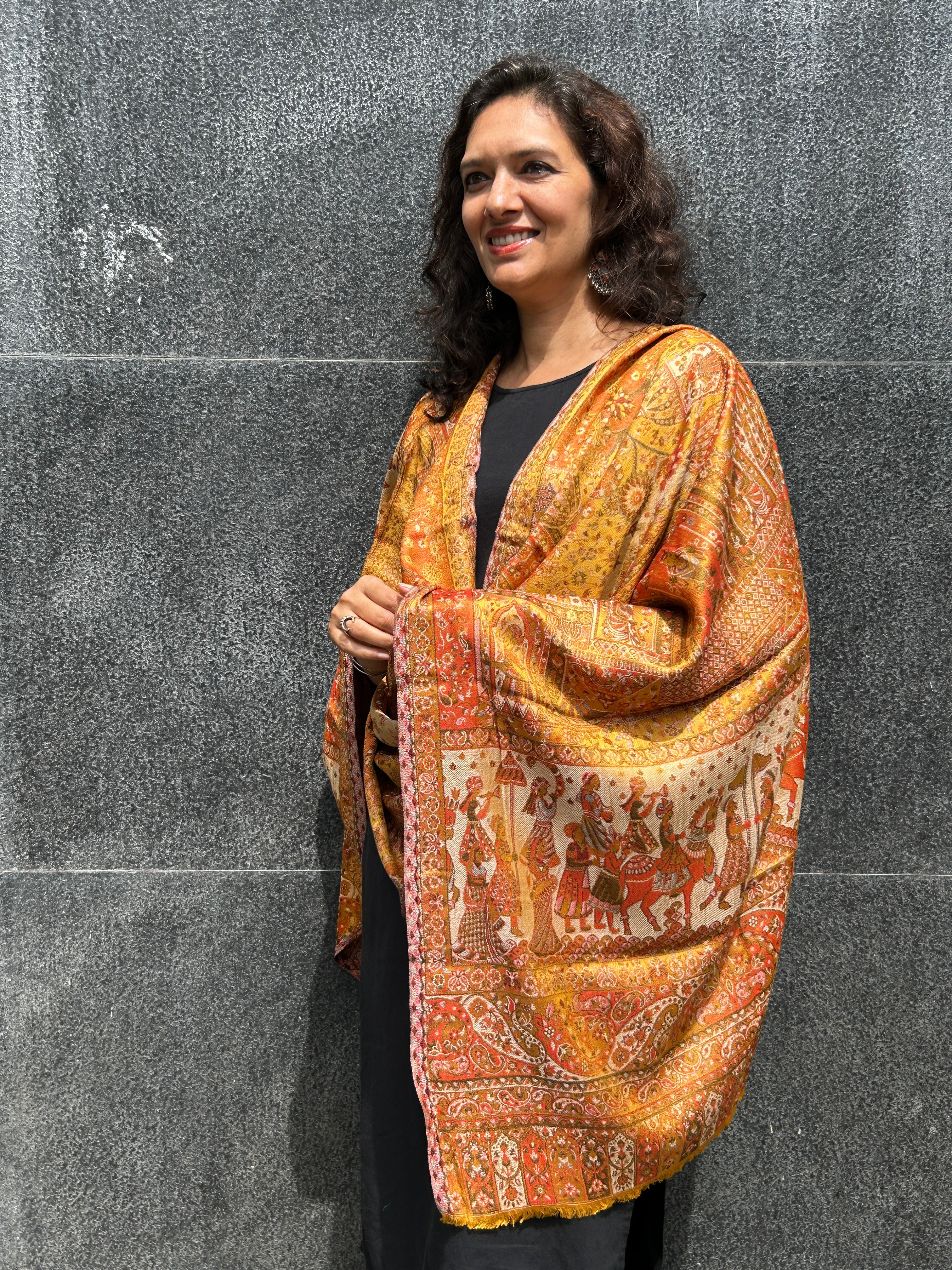 Kashmiri Floral Stole-cum-Shawl