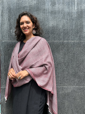 Kashmiri Zigzag Stole-cum-Shawl