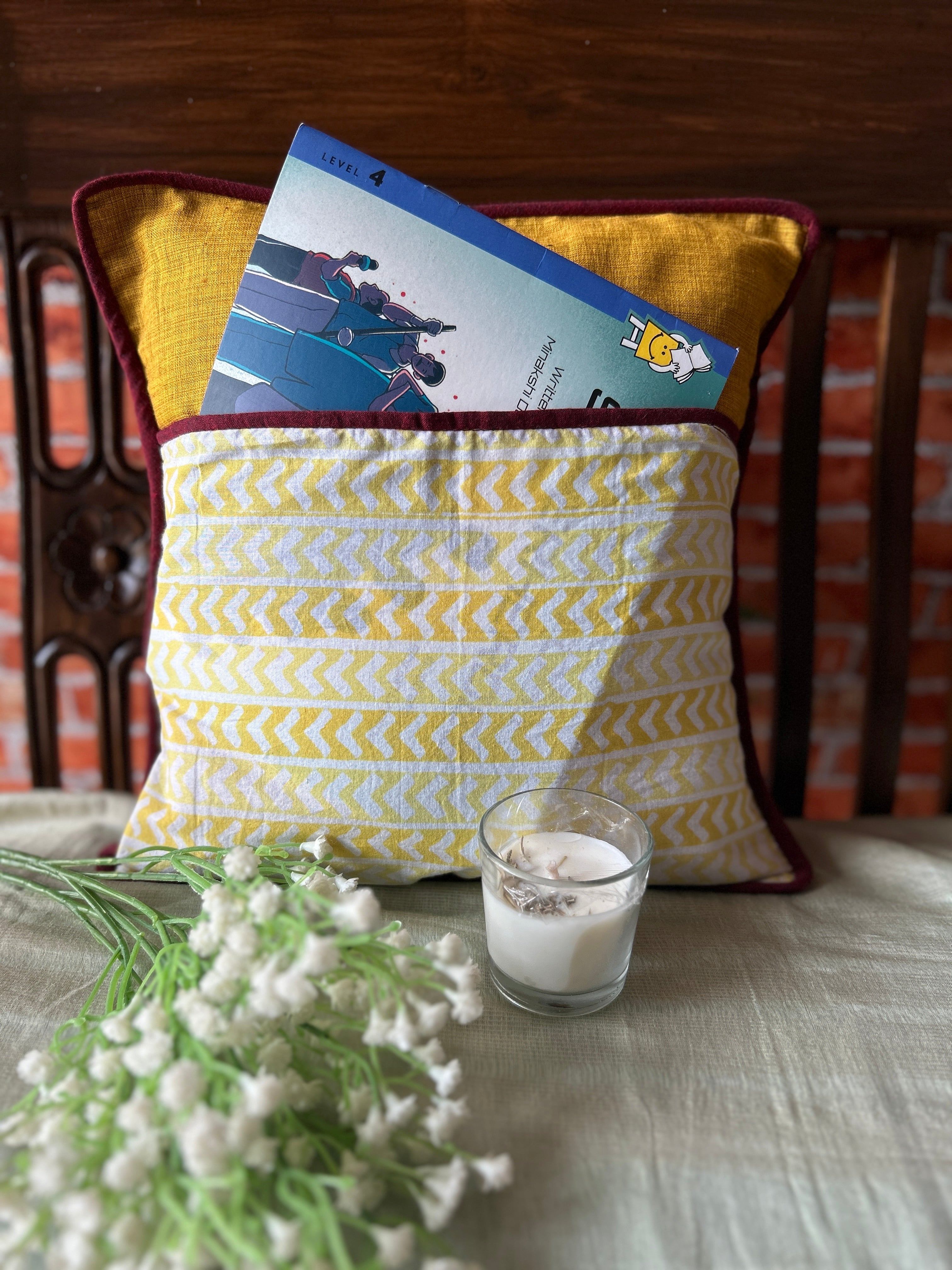 Reading Cushion Cover ( 12"x12" ) - Yellow