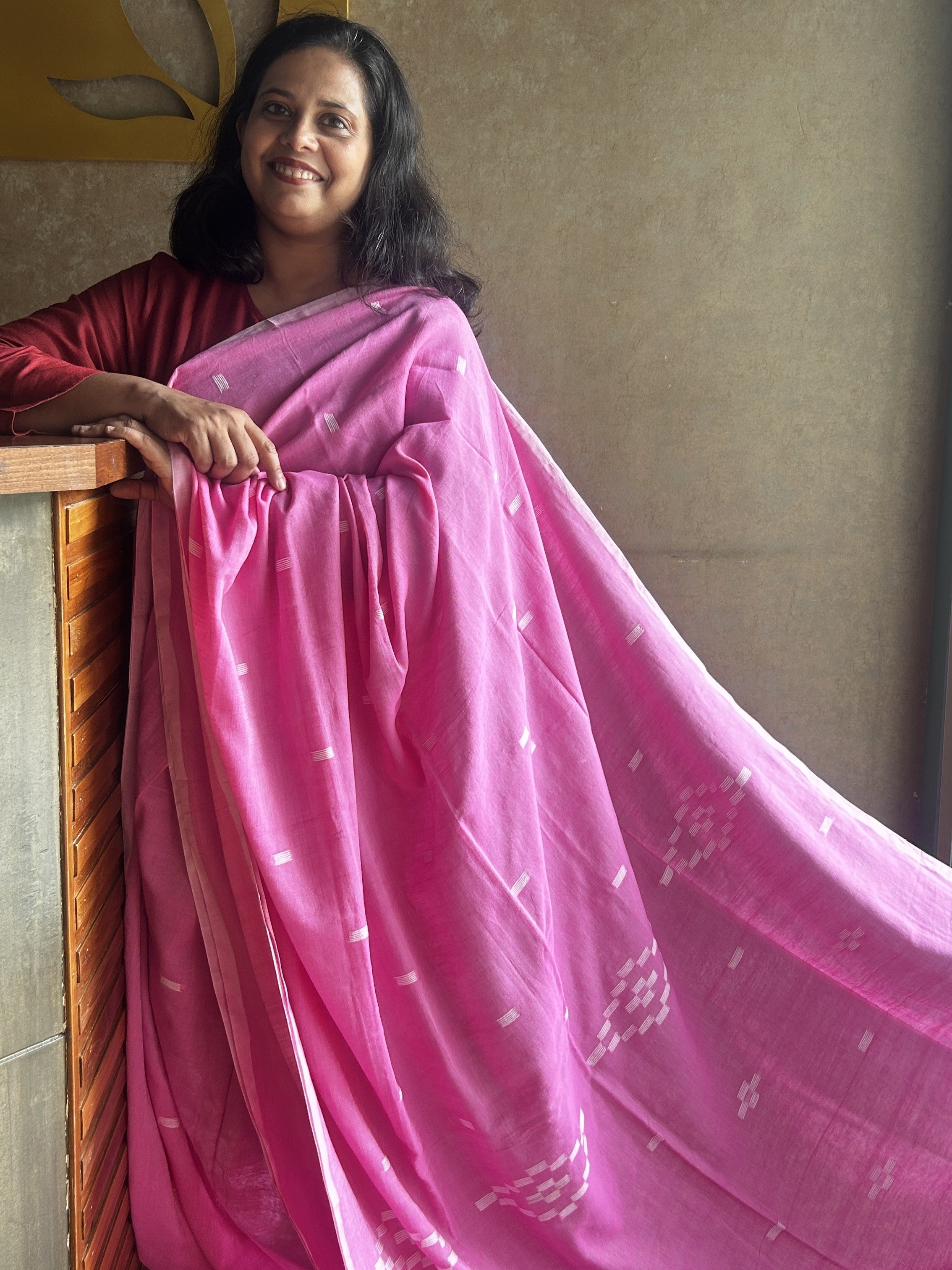 Cotton Saree Butti - Pink