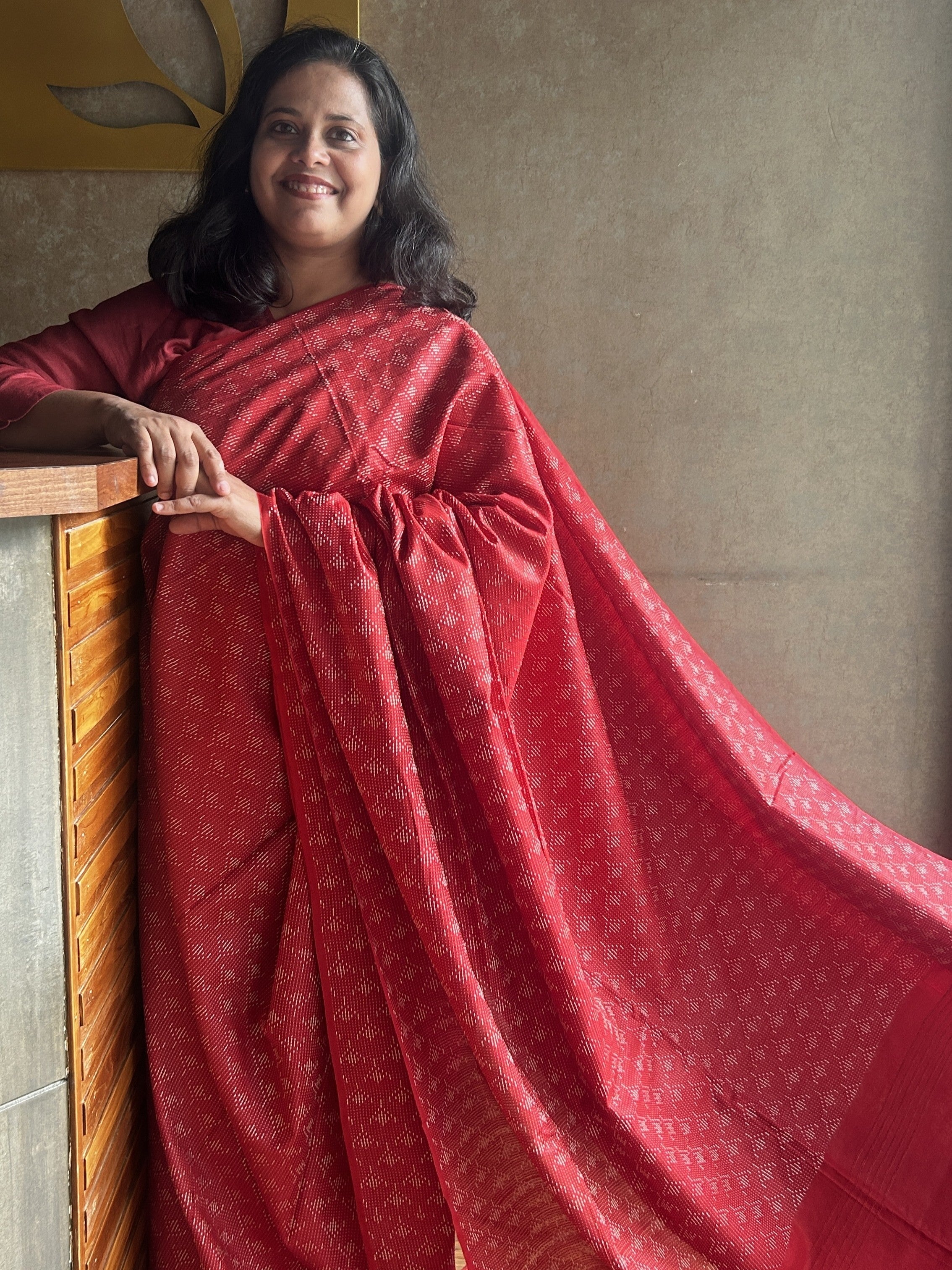 Handwoven Cotton Silk Saree - Red