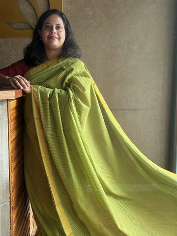 Mangalgiri Cotton Saree with Nizam Border - Green