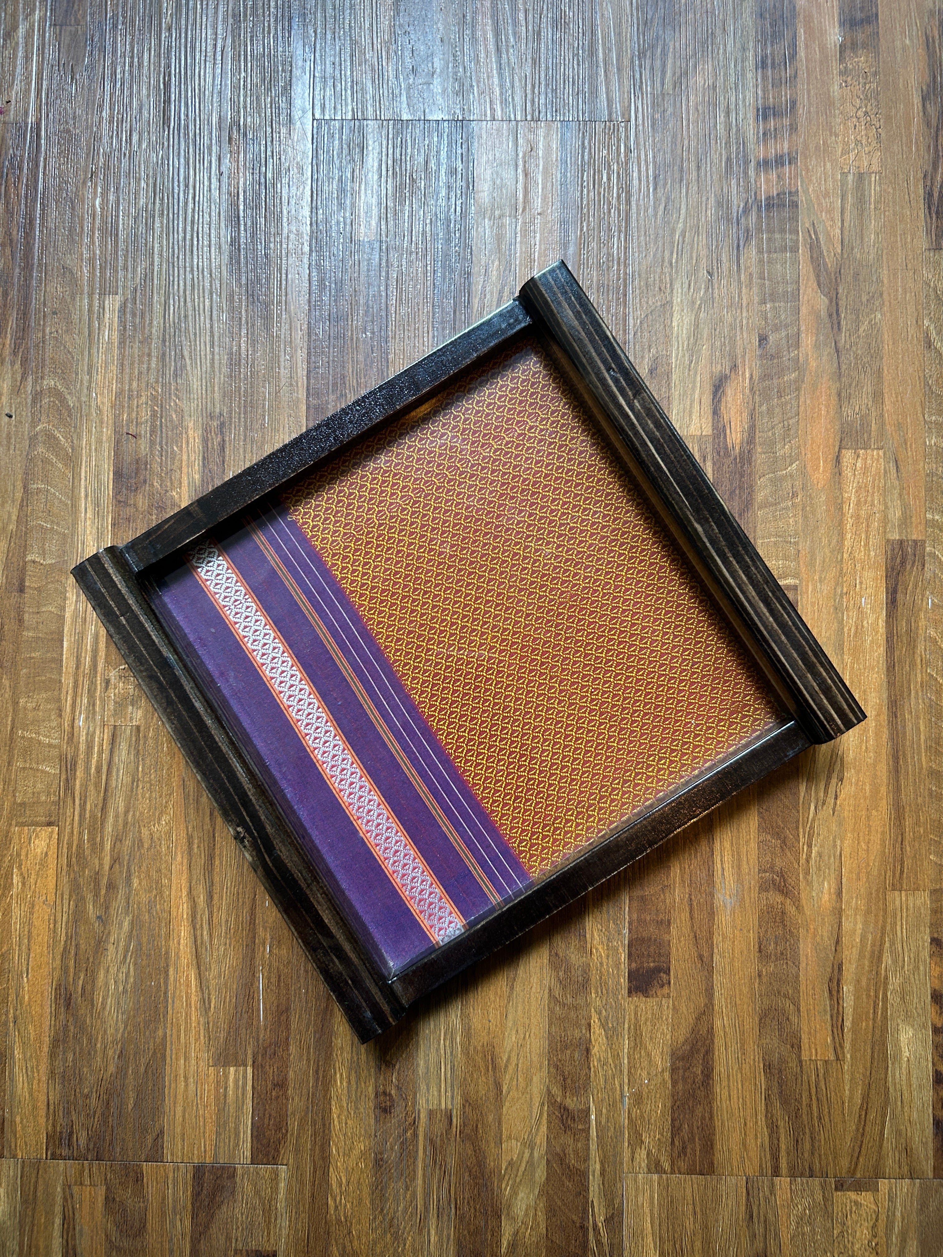 Wooden Tray (Medium) – Mustard Yellow & Purple