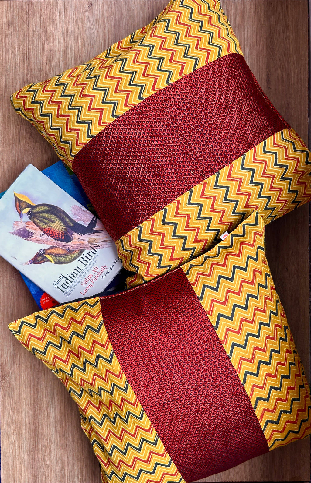 Fusion Cushion Cover - Yellow + Maroon Khun