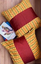 Fusion Cushion Cover - Yellow + Maroon Khun