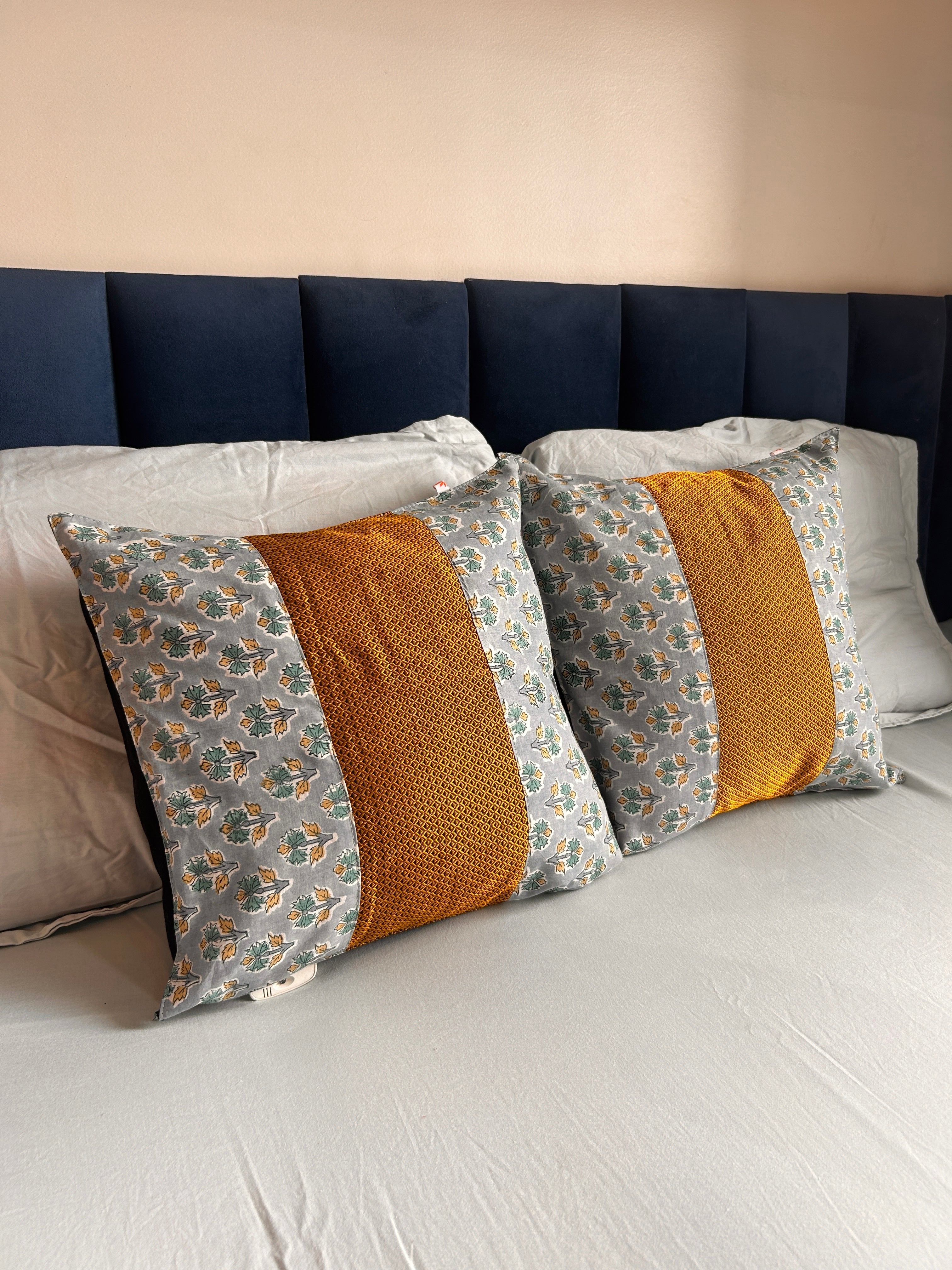 Fusion Cushion Cover - Grey + Yellow Khun