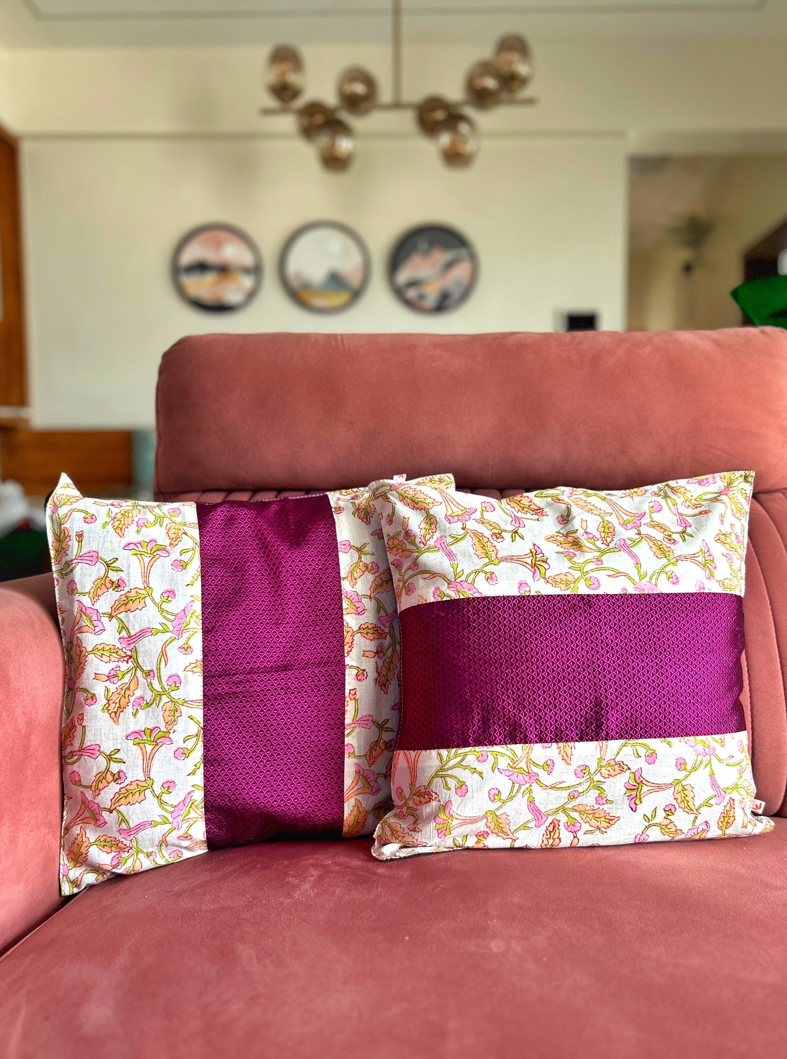 Fusion Cushion Cover - White + Pink Khun