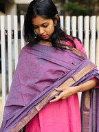 Mangalgiri Cotton Plain Dupatta with Nizam Border