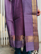 Mangalgiri Cotton Plain Dupatta with Nizam Border