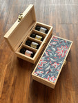 Wooden Box with Compartments - Blue Floral