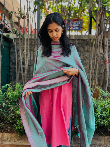 Mangalgiri Pattu Silk Dupatta - Green