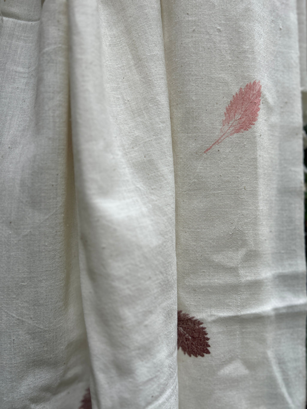 RUI - Organic Cotton Stole - Leaf Print - Peach & Brown