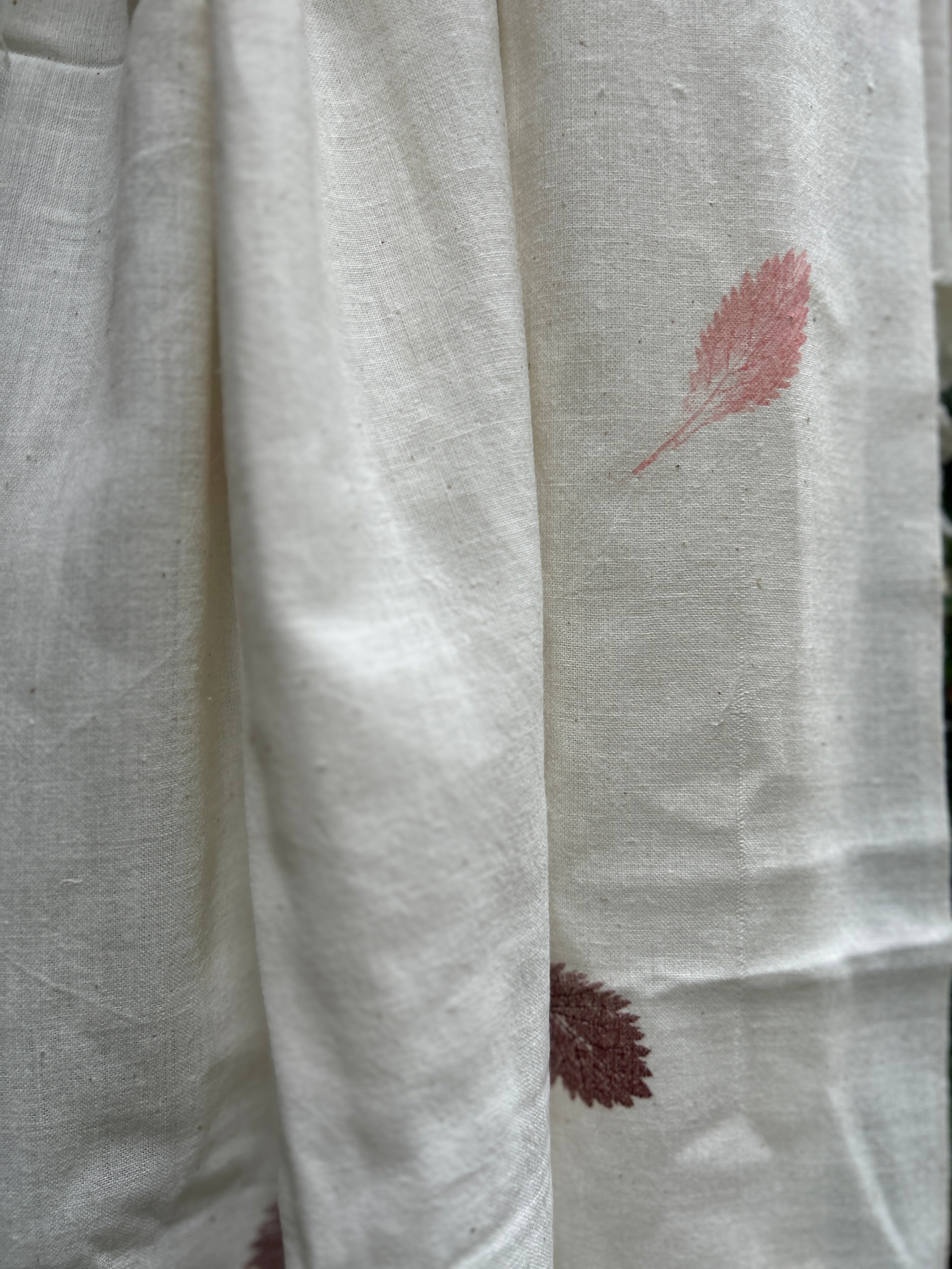 RUI - Organic Cotton Stole - Leaf Print - Peach & Brown