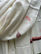 RUI - Organic Cotton Stole - Leaf Print - Peach & Brown