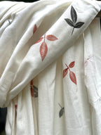 RUI - Organic Cotton Stole - Leaf Print - Rust & Black