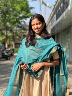 Mangalgiri Cotton Plain Dupatta with Nizam Border