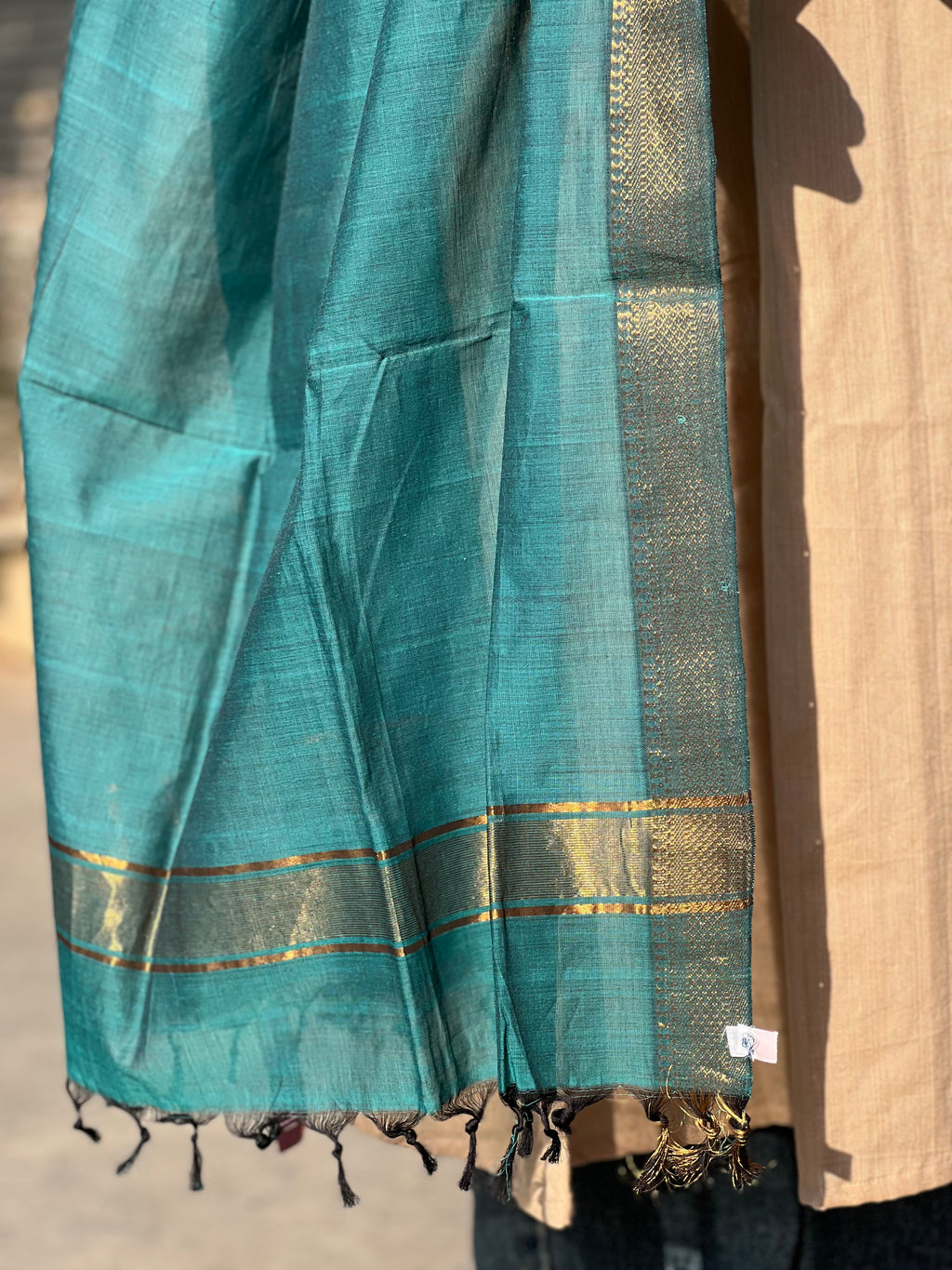 Mangalgiri Cotton Plain Dupatta with Nizam Border