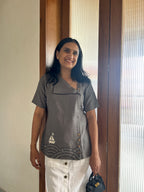 Sea-Inspired Pure Cotton Top - Grey