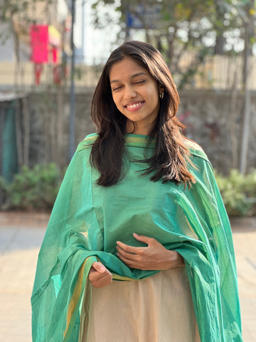 Mangalgiri Cotton Plain Dupatta with Nizam Border