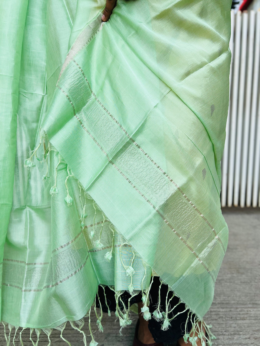 Mangalgiri Pattu Silk Dupatta  - Pista Green