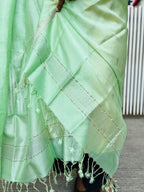 Mangalgiri Pattu Silk Dupatta  - Pista Green