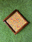 Wooden Tray - Medium - Yellow Ajrakh