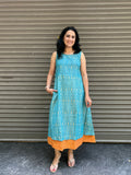 Woman's Casual Dress - Blue Ikat