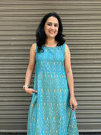 Woman's Casual Dress - Blue Ikat