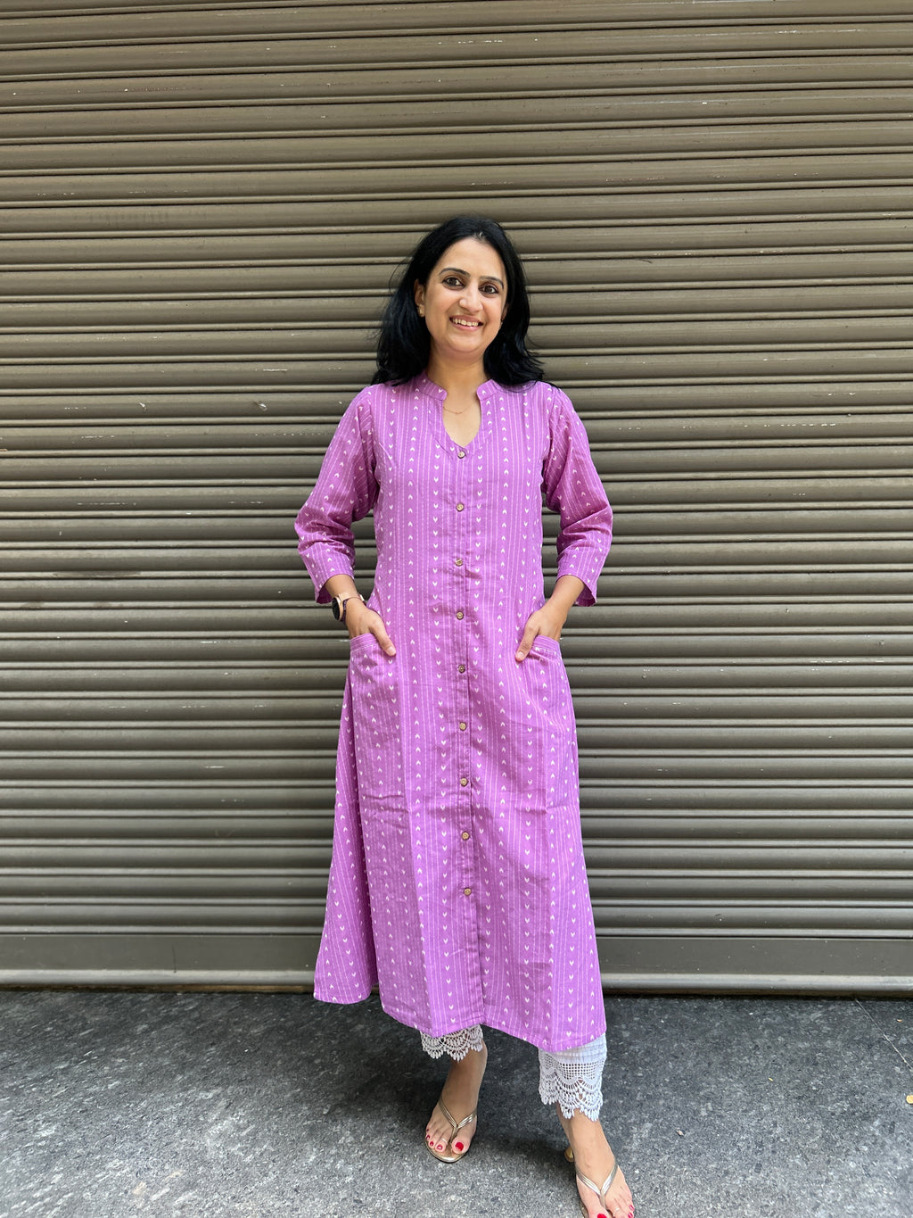 Woman's Casual Dress - Lavender Mangalgiri