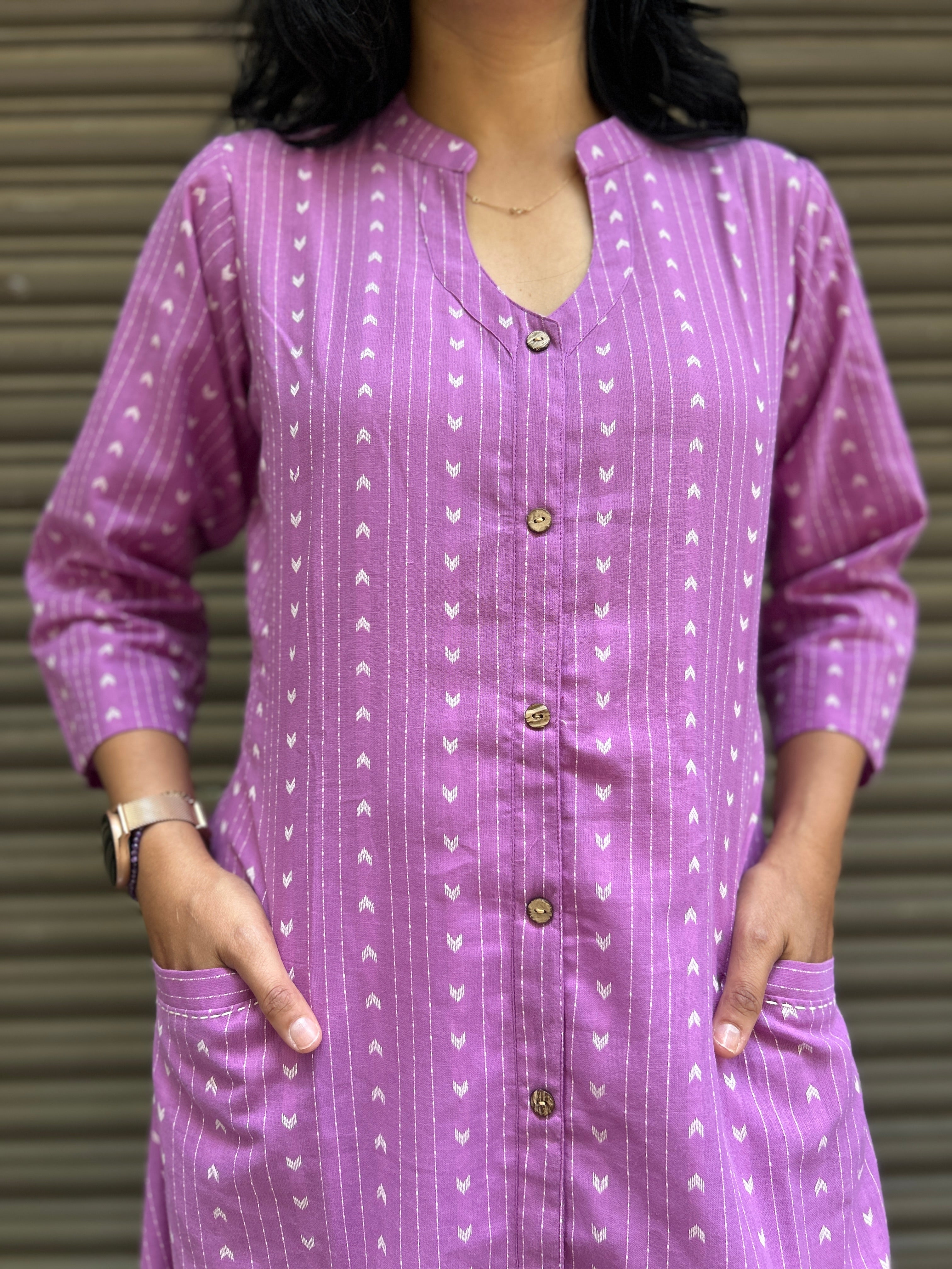 Woman's Casual Dress - Lavender Mangalgiri