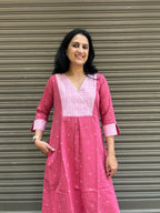 Cotton A-Line Kurti - Dark Pink
