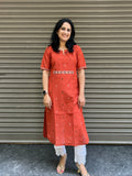 Cotton Kurti with Handwork - Rust