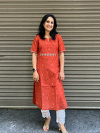 Cotton Kurti with Handwork - Rust