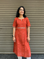 Cotton Kurti with Handwork - Rust