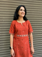 Cotton Kurti with Handwork - Rust