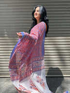 Baagru Mul Cotton Saree - Pink Orange Floral