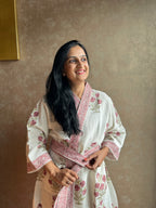 Waffle Bathrobe - Maroon Flowers