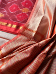 Pattu Silk Ikat Suit Set - Maroon & Off white