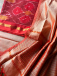 Pattu Silk Ikat Suit Set - Maroon & Off white