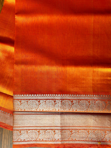 Mangalagiri Pattu Silk Top Material - Orange